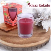 Kokulu Mum Dekoratif Mini Cam Kavanoz Bardak Mumluk Kandil Kırmızı Hediyelik Kiraz Kokulu Mumlar - 2