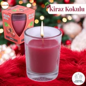 Kokulu Mum Dekoratif Mini Cam Kavanoz Bardak Mumluk Kandil Kırmızı Hediyelik Kiraz Kokulu Mumlar - 1