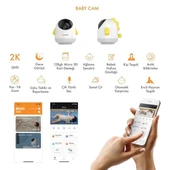WHOME YAPAY ZEKA DESTEKLİ 360° GECE GÖRÜŞLÜ SARI WİFİ BEBEK GÜVENLİK KAMERASI - 6