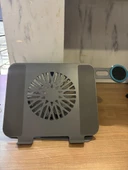 Ayarlanabilir Metal Laptop Standı Fanlı Notebook Tutucu Alüminyum Macbook Yükseltici Telefon Tutuculu - 1