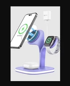 Magsafe Apple Kablosuz Şarj Standı -15W Hızlı Şarj (İphone/Watch/Airpods) Masaüstü Stand - 11