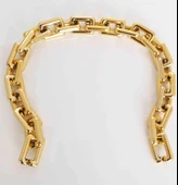 Çanta Aksesuar 44 Cm Köşeli Metal Görünümlü Akrilik Zincir (Light Gold Renk) - 1