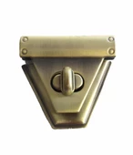 Çanta Aksesuar Açık Antik Renk Üçgen Kilit Kancalı 4.5X5 Cm - 1