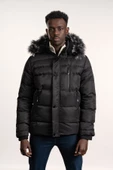 Kürklü Kapşonlu (Kürk ve Kapşon Çıkartılabilir) İçi Polarlı Slimfit Kısa Mont - 10