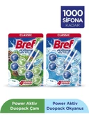 Bref Wc Power Aktiv Duopack Katı Tuvalet Bloğu 1 Çam 1 Okyanus, 2 x 2'li Paket - 1