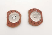 Çanta Aksesuar Taba Renk Gerçek Derili Oval Kenar Mıknatıslı Çıtçıt Gümüş Metalli - 1