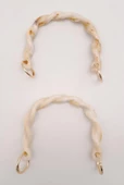 Çanta Aksesuar 13 cm Burgu Model Bej Renk Yaylı Halkalı Akrilik Çanta Sapı thumbnail 2