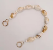 Çanta Aksesuar 38 cm Yaylı Halkalı Bej Akrilik Zincir Light Gold Metalli thumbnail 2