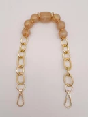 Çanta Aksesuar 42 cm Kancalı Sütlü Kahve Renk Akrilik Zincir Light Gold Metalli - 1