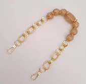 Çanta Aksesuar 42 cm Kancalı Sütlü Kahve Renk Akrilik Zincir Light Gold Metalli - 2