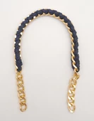 Çanta Aksesuar 40 cm Derili Zincir Lacivert Renk Light Gold Metalli - 1