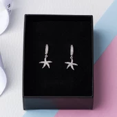 Deniz Yıldızı Model Zirkon Taşlı 925 Ayar Gümüş Kadın Küpe - 4