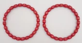 Çanta Aksesuar 12 cm Oval Ahşap Boncuklu Bilezik Model Kırmızı Renk Çift Sap thumbnail 2