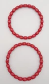 Çanta Aksesuar 12 cm Oval Ahşap Boncuklu Bilezik Model Kırmızı Renk Çift Sap thumbnail 3