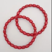 Çanta Aksesuar 12 cm Oval Ahşap Boncuklu Bilezik Model Kırmızı Renk Çift Sap thumbnail 1