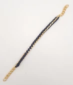 Çanta Aksesuar 40 cm Derili Zincir Lacivert Renk Light Gold Metalli - 2