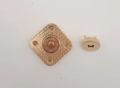 Çanta Aksesuar 3.5 cm Kare Akrilikli Krem Renk Light Gold Mıknatıslı Kilit - 3