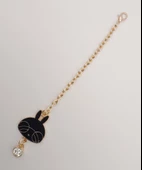 Çanta Aksesuar Light Gold Kitty Sarkaç Süs Siyah Renk - 2