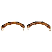 Çanta Aksesuar C Model Bambu Görünümlü 14 cm Çift Sap Light Gold Metalli - 2