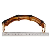 Çanta Aksesuar C Model Bambu Görünümlü 14 cm Çift Sap Light Gold Metalli - 3