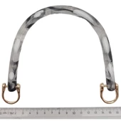 Çanta Aksesuar 16 cm Akrilik Siyah Beyaz Leopar Çanta Tutma Sapı Light Gold Metalli - 3