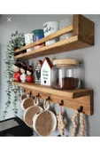 Klasik Kahve Köşesi 2 Li Raf Set Terek 50X9 CM Garantisiz Klasik Ahşap Gri - 2