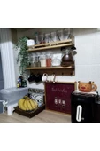Kahve Köşesi 2 Li Raf Set Terek Ceviz Rengi Modern - 3