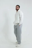 Erkek İçi Polarlı İki İplik Beli Bağcıklı Gri Jogger Eşofman Altı - 6