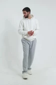 Erkek İçi Polarlı İki İplik Beli Bağcıklı Gri Jogger Eşofman Altı - 5