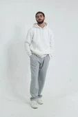 Erkek İçi Polarlı İki İplik Beli Bağcıklı Gri Jogger Eşofman Altı - 3