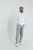 Erkek İçi Polarlı İki İplik Beli Bağcıklı Gri Jogger Eşofman Altı - 1