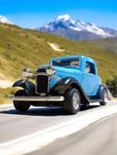 Nostaljik Klasik Metal Çek Bırak Araba Kapılar Açılır Mavi ( 1/36 Ölçek ) thumbnail 2