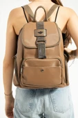 Saten Kumaş Kadın Sırt Çantası 33*23 Cm Yağmur İtici Kumaş Mega Bag Kapaklı Taşlı Model - 2