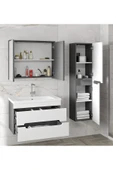 Alfa Banyo ALPİ (80+35) 115 cm MDF Boy Dolaplı Lavabolu Banyo Dolabı Seti--HAZIR KURULU-- - 2
