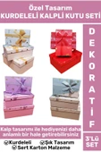 Premium Özel Gün Doğum Günü Hediyelik Sevgililer Günü Hediye Kutusu 3'lü KURDELELİ KUTU SETİ thumbnail 1