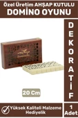 Premium Kompakt Yüksek Kaliteli Dekoratif Hediyelik Eğlenceli Masa Oyunu Ahşap Kutulu DOMİNO OYUNU - 1