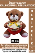 Özel Kız Arkadaş Sevgiliye Hediyelik Sevgililer Günü Özel Gün KALP KUTULU Kahverengi PELUŞ AYICIK thumbnail 1