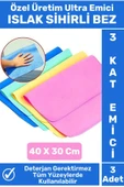 Özel Üretim Yüksek Kaliteli 3 Kat Emici Tüm Yüzeylerde Etkili Mutfak Banyo Islak Sihirli Bez 3 Adet - 1