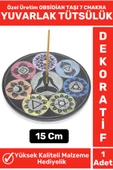 Özel Yüksek Kalite Dekoratif Hediyelik Yoga Chakra Meditasyon Pozitif Enerji OBSİDİAN TAŞI Tütsülük - 1
