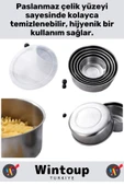 Premium Yüksek Kaliteli İç İçe Geçirilebilir Paslanmaz Çelik Yemek Saklama Kabı Seti 5 Farklı Boyut - 2
