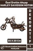 Premium Seri Yüksek Kaliteli Dekoratif Hediyelik Biblo Süs Motorcu Ahşap HARLEY Motor - 1
