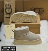 UGG KREM YÜKSEK TABAN DERİ BOT - 1