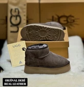 UGG KOYU KAHVERENGİ YÜKSEK TABAN DERİ BOT - 1