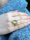 Doğal Taş Sitrin Doğal Taşlı Ayarlanabilir Altın Kaplama Kadın Yüzük eouy3s thumbnail 2