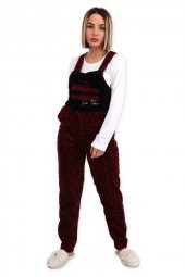 Arcan Leopar Desenli Polar Salopet Tulum 1805-12 | Bordo - 1