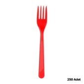 Plastik Kırmızı Renkli Lüx Parti Doğum Günü Çatal - 18 Cm. - 25 Adetlik 10 Paket thumbnail 2