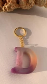 D Harfi Gökkuşağı Renkleri Kırmızı Sim Süsleme Anahtarlık Gold Aksesuarlı El Yapımı Epoksi thumbnail 7
