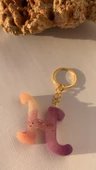H Harfi Gökkuşağı Renkleri Kırmızı Sim Süsleme Anahtarlık Gold Aksesuarlı El Yapımı Epoksi thumbnail 7