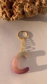 C Harfi Gökkuşağı Renkleri Kırmızı Sim Süsleme Anahtarlık Gold Aksesuarlı El Yapımı Epoksi - 1