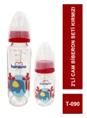 Bambino 2'li Cam Biberon Seti T-090Kırmızı - 1